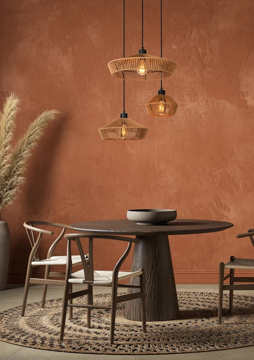 Lucide YUNKAI - Hanglamp - Ø 60 cm - 3xE27 - Naturel - sfeer 3